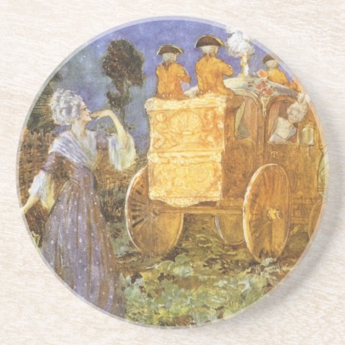 Vintage Fairy Tales Cinderella and Fairy Godmother Sandstone Coaster