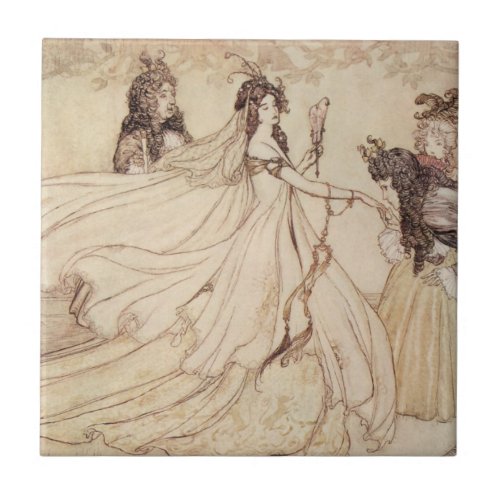 Vintage Fairy Tales Cinderella by Arthur Rackham Ceramic Tile
