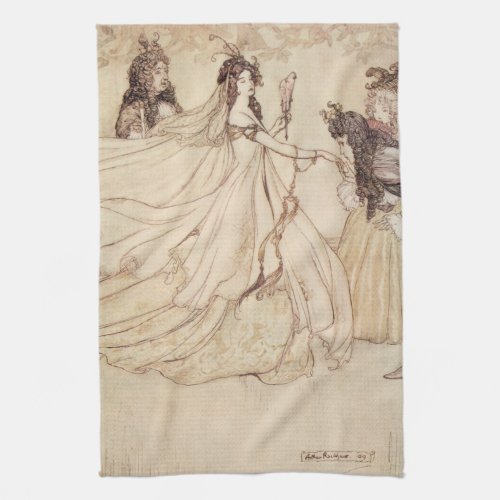 Vintage Fairy Tales Cinderella by Arthur Rackham Kitchen Towel