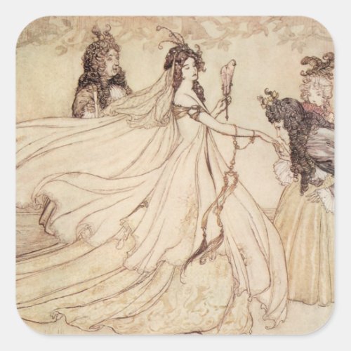 Vintage Fairy Tales Cinderella by Arthur Rackham Square Sticker
