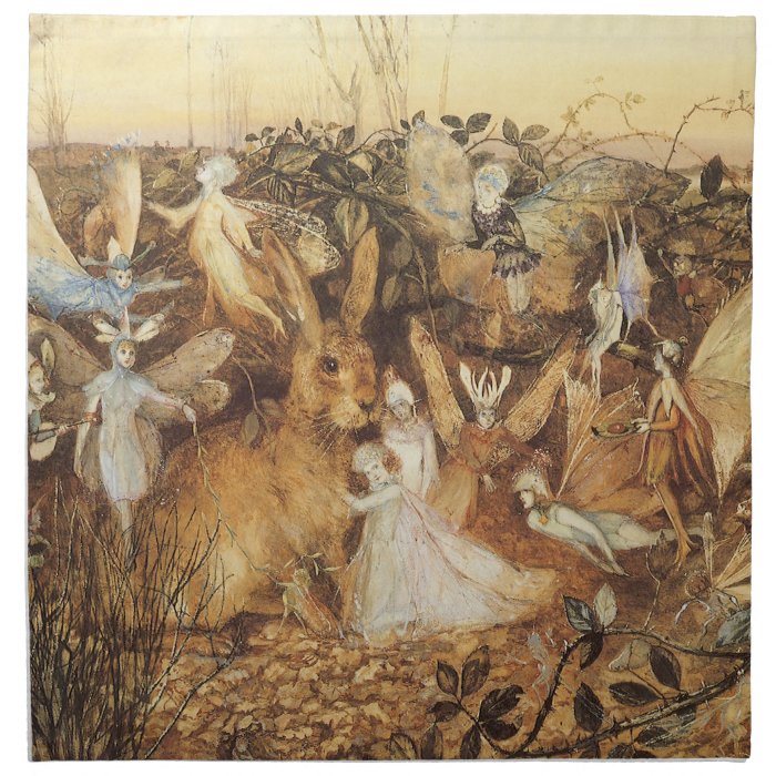 Vintage Fairy Tales, Rabbit Among the Fairies Cloth Napkins