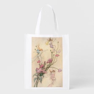Vintage Fairy Tales, Three Spirits Filled With Joy Grocery Bag