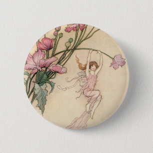 Vintage Fairy Tales, Three Spirits Filled With Joy Pinback Button