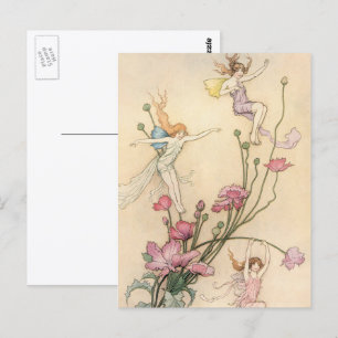 Vintage Fairy Tales, Three Spirits Filled With Joy Postcard