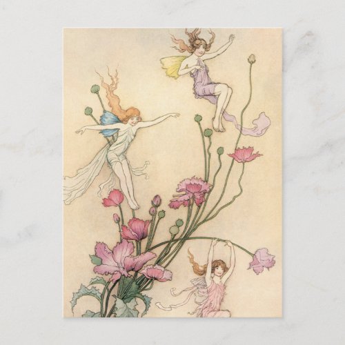 Vintage Fairy Tales Three Spirits Filled With Joy Postcard