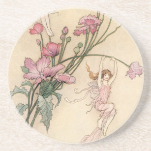 Vintage Fairy Tales, Three Spirits Filled With Joy Sandstone Coaster