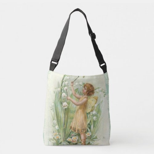 Vintage fairy with lilies crossbody bag