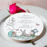 Vintage Fairytale Alice in Wonderland Tea Party Menu<br><div class="desc">Beautifully designed vintage Alice in Wonderland-themed wedding menu. Perfect for an Alice in Wonderland-themed wedding. The design features a mix of our own hand-drawn original butterflies. We've meticulously restored the iconic Alice in Wonderland vintage illustrations by hand sketching them to bring them to life with beautiful watercolor undertones. The design...</div>