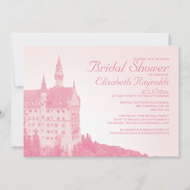 Vintage Fairytale Castle Bridal Shower Invitations (Front)