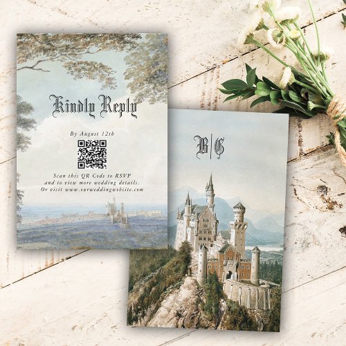 Vintage Fairytale Castle Rustic Forest Wedding Enclosure Card