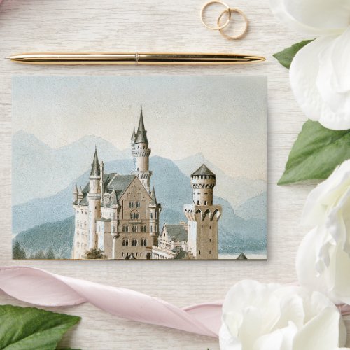 Vintage Fairytale Castle Rustic Forest Wedding Envelope