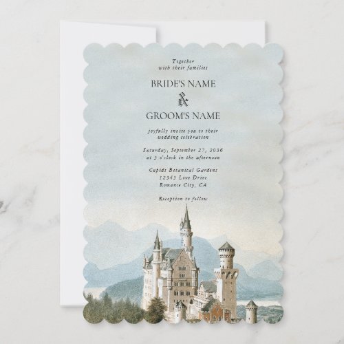 Vintage Fairytale Castle Rustic Forest Wedding Invitation