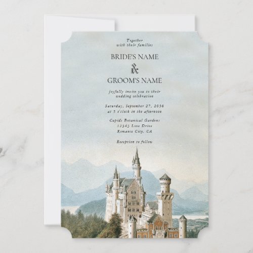 Vintage Fairytale Castle Rustic Forest Wedding Invitation