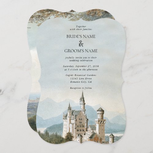 Vintage Fairytale Castle Rustic Forest Wedding Invitation