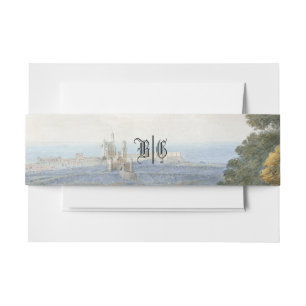 Vintage Fairytale Castle Rustic Forest Wedding Invitation Belly Band