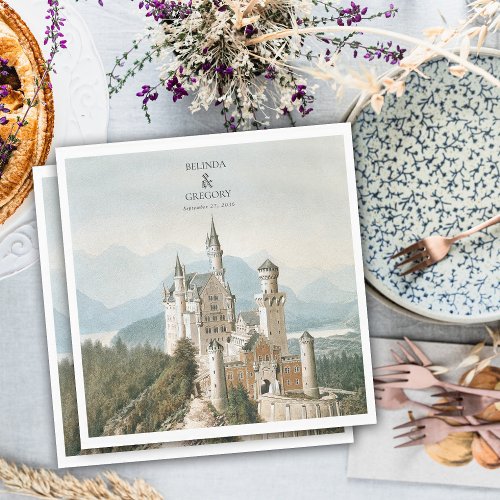 Vintage Fairytale Castle Rustic Forest Wedding Napkins