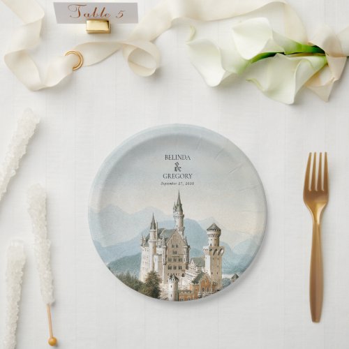 Vintage Fairytale Castle Rustic Forest Wedding Paper Plates