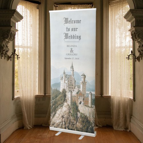 Vintage Fairytale Castle Rustic Forest Wedding Retractable Banner