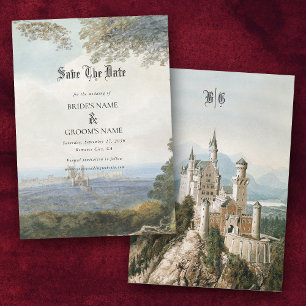 Vintage Fairytale Castle Rustic Forest Wedding Save The Date