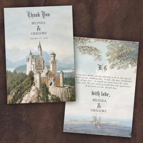 Vintage Fairytale Castle Rustic Forest Wedding Thank You Card