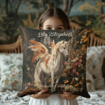 Vintage Fairytale Magical Fairy Unicorn Nursery Throw Pillow