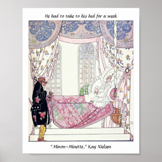 Vintage fairytale prince watercolor illustration poster