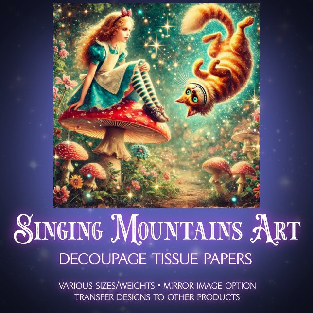 Vintage Fairytale Scene Alice Cheshire Cat Tissue Paper (Creator Uploaded)