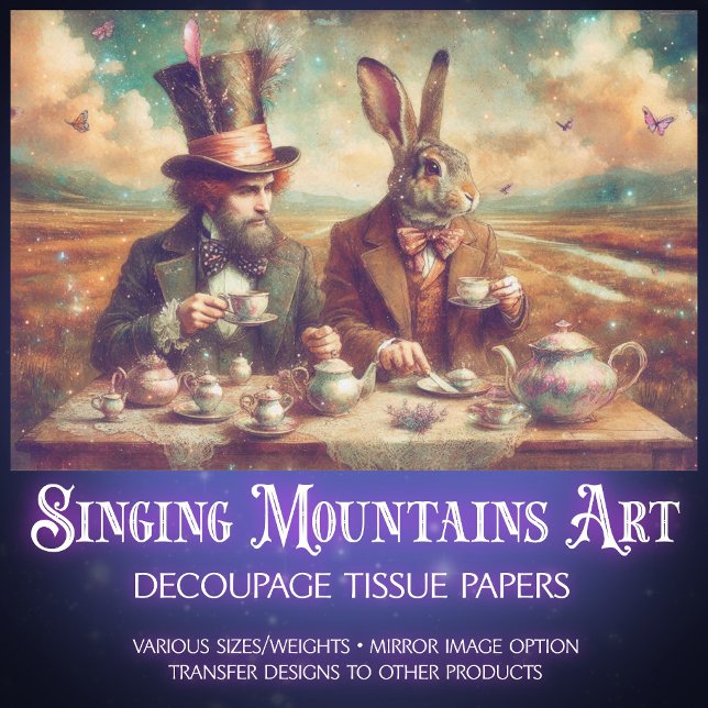 Vintage Fairytale Wonderland Hatter Tea Decoupage Tissue Paper (Creator Uploaded)