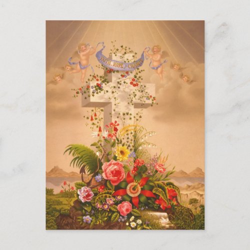 Vintage Faith Hope Charity Easter Cross 1875 Holiday Postcard