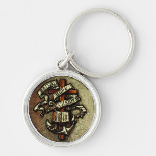 Vintage Faith Hope Charity Symbol Keychain