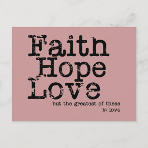 Vintage Faith Hope Love Postcard