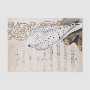 Vintage Falcon Bird Music Scroll Vines Parchment Tissue Paper
