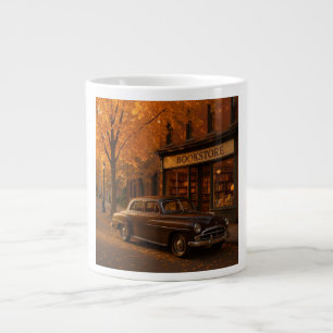 Vintage Fall/Autumn bookstore & car Giant Coffee Mug