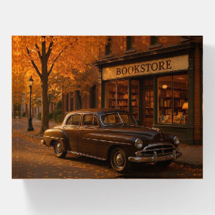 Vintage Fall/Autumn bookstore & car Paperweight