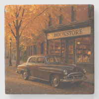 Vintage Fall/Autumn bookstore & car