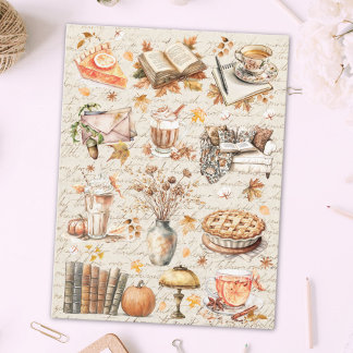 Vintage Fall Autumn Essential Book Food Aesthetic Postcard
