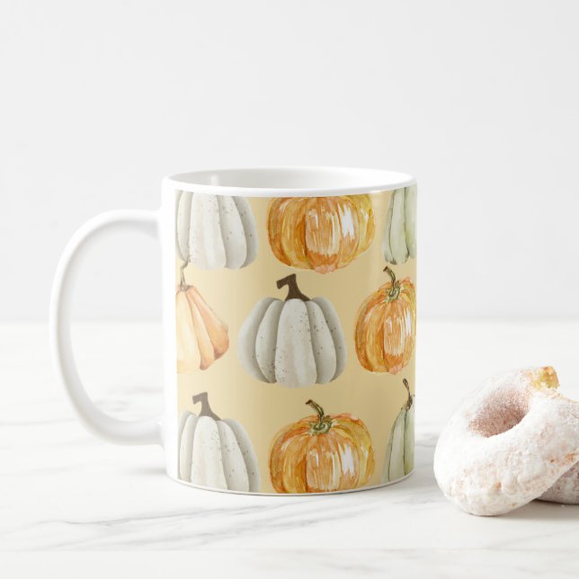 Vintage Fall Autumn Orange Pumpkin Cozy Mug (With Donut)