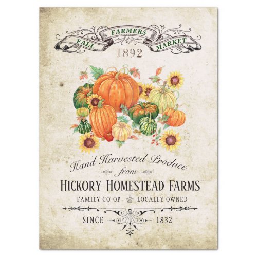 VINTAGE FALL FARMERS MARKET POSTER TISSUE PAPER