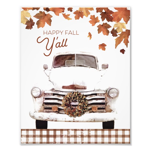 Vintage Fall Farmhouse Truck Photo Print (Front)