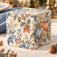 Vintage Fall Floral Blue Cream Paper Placemat