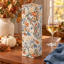 Vintage Fall Floral Blue Cream Paper Placemat