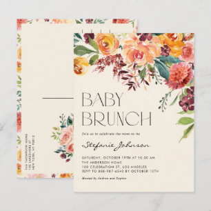 Vintage Fall Floral Bouquet Autumn Baby Brunch Invitation Postcard