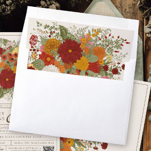 Vintage Fall Floral Colorful Garden Autumn Wedding Envelope Liner