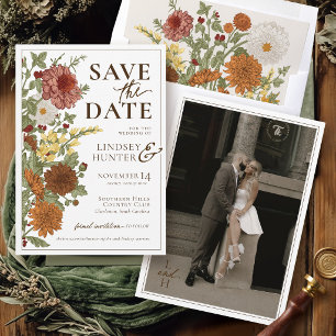 Vintage Fall Floral Romantic Garden Photo Wedding Save The Date
