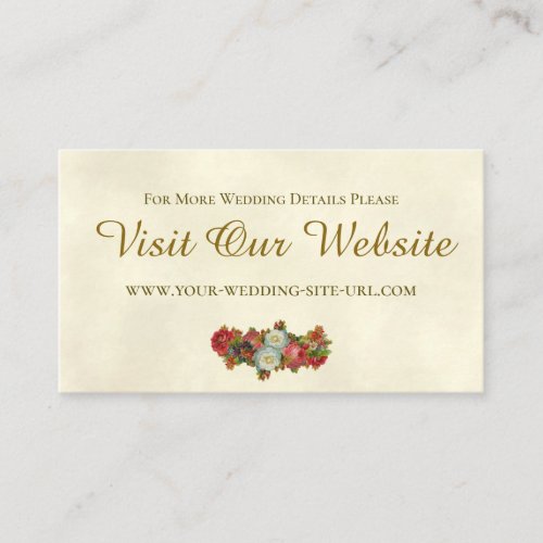 Vintage Fall Floral Wedding Website Details Ivory Enclosure Card