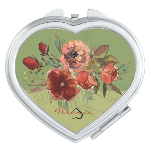Vintage Fall Flowers Compact Mirror