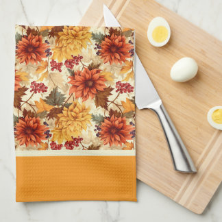 Vintage Fall Flowers Kitchen Towel
