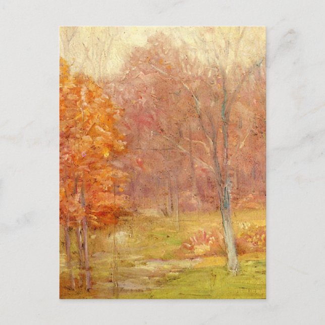 Vintage Fall Forest Painting Postcard (Front)