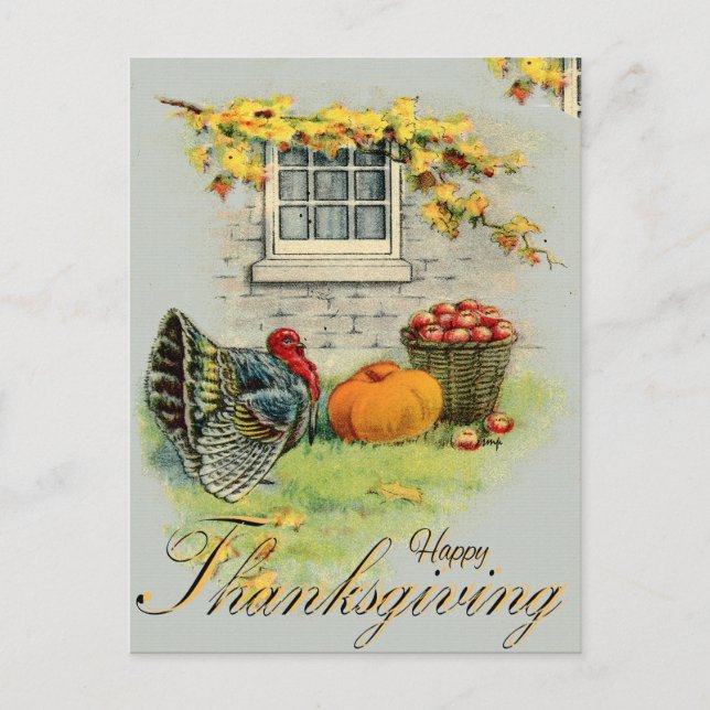 VINTAGE FALL HARVEST AT THE FARM POSTCARD (Front)