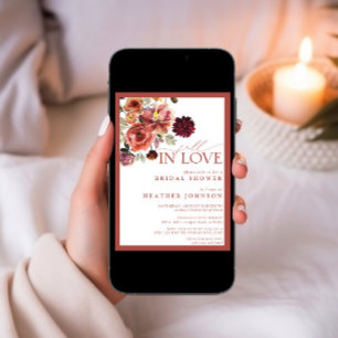 Vintage Fall in Love Floral Bridal Shower Invitation